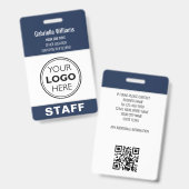 Modern ID Logo Security Staff Pass Blue Custom Ausweis (Vorder- & Rückseite)