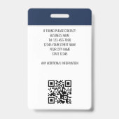 Modern ID Logo Security Staff Pass Blue Custom Ausweis (Rückseite)