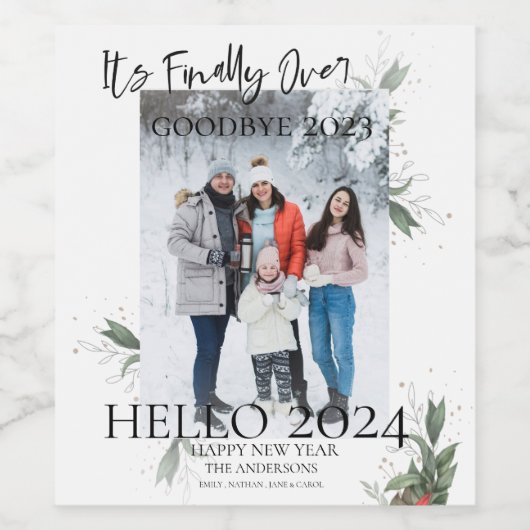 Modern ihr endlich über Hallo 2021 glückliches neu Weinetikett (Einzelnes Label)