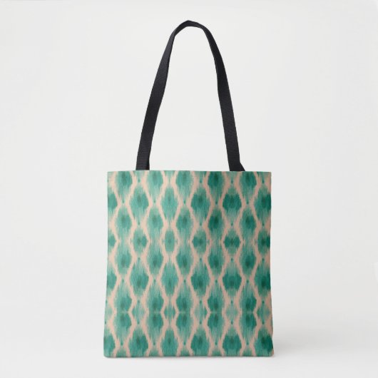 Modern Ikat Boho Tote Bag | Teal & Clay Textured Tasche (Vorderseite)