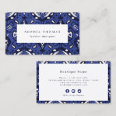 Modern ikat pattern blue beruflich visitenkarte (Vorne/Hinten)