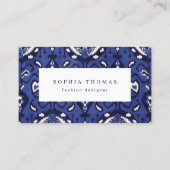 Modern ikat pattern blue beruflich visitenkarte (Vorderseite)