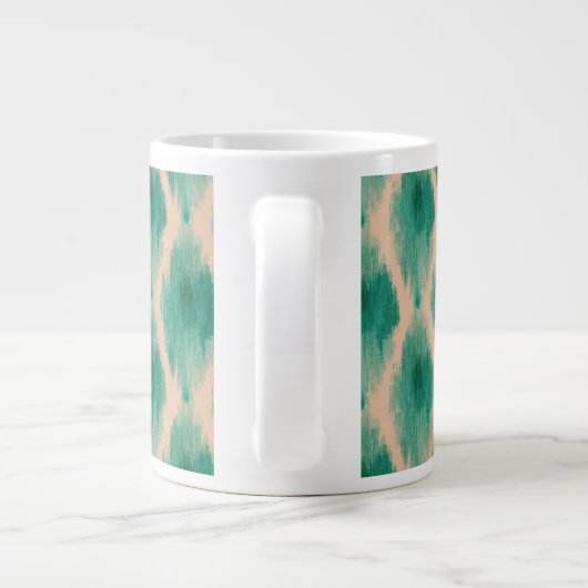 Modern Ikat Pattern Mug | Teal & Clay Boho Design Jumbo-Tasse (Rückseite)