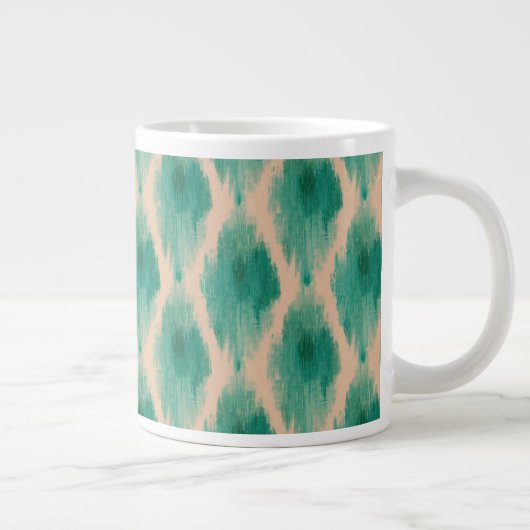 Modern Ikat Pattern Mug | Teal & Clay Boho Design Jumbo-Tasse (Rechts)