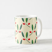 Modern Illustrated Red Berries Pattern Kaffeetasse (VorderseiteRechts)