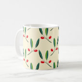 Modern Illustrated Red Berries Pattern Kaffeetasse (Vorderseite Links)