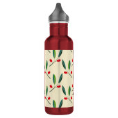 Modern Illustrated Red Berries Pattern Personalise Edelstahlflasche (Links)