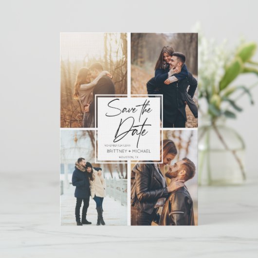 Modern Image Collage Save the Date (Stehend Vorderseite)