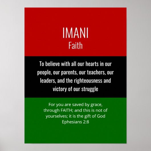 Modern IMANI Faith Christlich Kwanzaa Poster (Vorne)