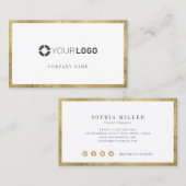 Modern Imitat Gold Border Company Logo Visitenkarte (Vorne/Hinten)