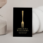 Modern Imitate Gold Gabel Catering Logo auf Black Visitenkarte