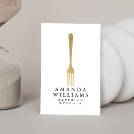 Modern Imitate Gold GFork Catering Logo II Visitenkarte