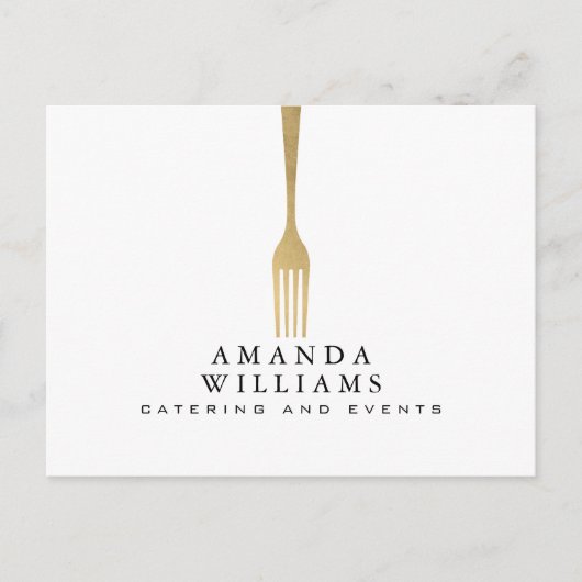 Modern Imitate Gold GFork Catering Logo Postkarte (Vorderseite)
