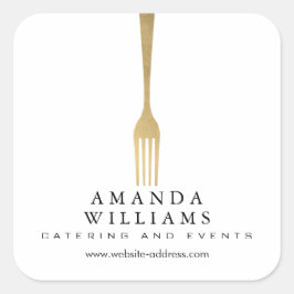 Modern Imitate Gold GFork Catering Logo Quadratischer Aufkleber
