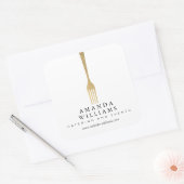 Modern Imitate Gold GFork Catering Logo Quadratischer Aufkleber (Umschlag)