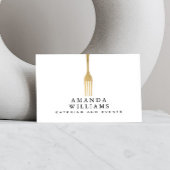 Modern Imitate Gold GFork Catering Logo Visitenkarte