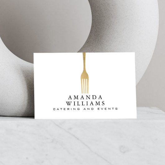 Modern Imitate Gold GFork Catering Logo Visitenkarte