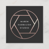 Modern Imitate Rose Gold Fotograf Logo Quadratische Visitenkarte (Vorderseite)