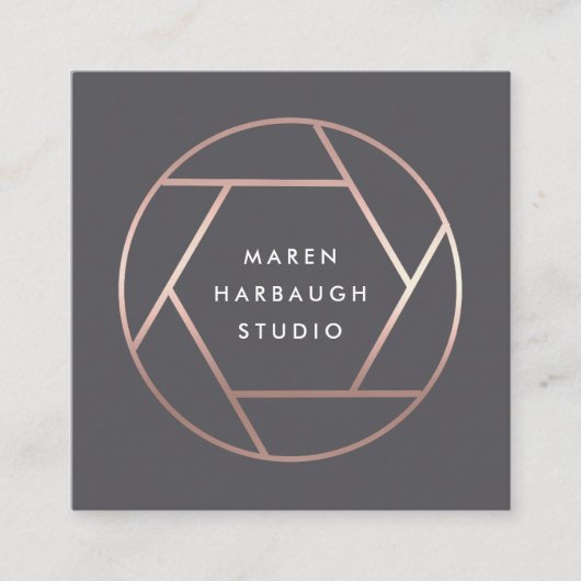 Modern Imitate Rose Gold Fotograf Logo Quadratische Visitenkarte (Vorderseite)