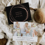 Modern Imitate Rose Gold Logo Collage Postkarte<br><div class="desc">Diese eleganten Postkarten sind perfekt für Fotografen,  Schminkkünstler und Schönheitsexperten geeignet und verfügen über ein abstraktes Logo der Imitate Rose Gold auf einem schwarzen Hintergrund mit Ihrem Firmennamen in der Mitte. Fügen Sie Ihre Kontaktdaten auf der Rückseite zusammen mit fünf Fotos hinzu,  um Ihre beste Arbeit zu zeigen.</div>