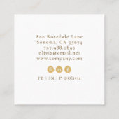 Modern Imitats Gold Circle Jewelen Designer Logo Quadratische Visitenkarte (Rückseite)