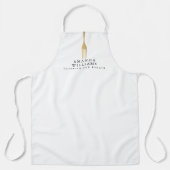Modern Imitats Gold Gabel Catering Logo auf Weiß Schürze (Vorderseite)