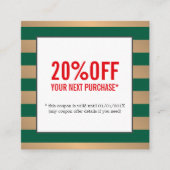 Modern Imitats Gold Green Stripes Beauty Salon Cou Rabattkarte (Vorderseite)