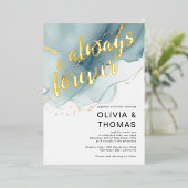 Modern immer für immer Blue Romantic Beach Hochzei Folieneinladung (Stehend vorne)