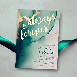 Modern immer für immer Emerald Boho Beach Hochzeit Folieneinladung