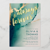 Modern immer für immer Emerald Boho Beach Hochzeit Folieneinladung (Vorderseite)