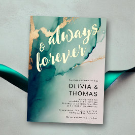 Modern immer für immer Emerald Gold Beach Hochzeit Folieneinladung