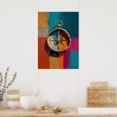 Modern Impressionist Compass Painting Direction Poster (Küche)
