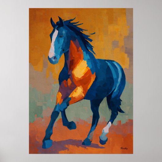 Modern Impressionist Horse Painting Colorful Poster (Vorne)