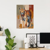 Modern Impressionist Lynx Painting Elegant Poster (Heimbüro)