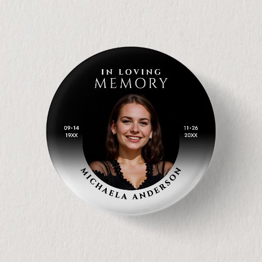 Modern in Love Memory Foto Beerdigung/Memorial Button (Vorderseite)
