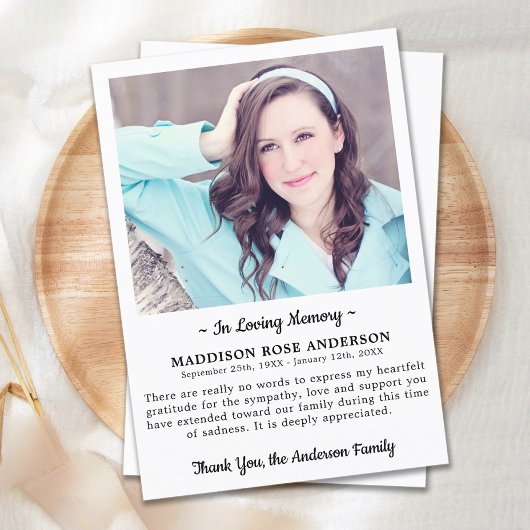 Modern in Love Memory Foto Beileid Beerdigung Dankeskarte