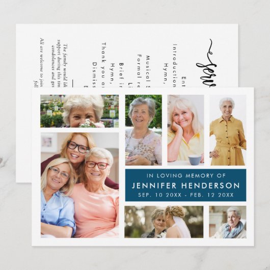 Modern in Love Memory Foto Collage Beerdigung Programm (Vorne/Hinten)