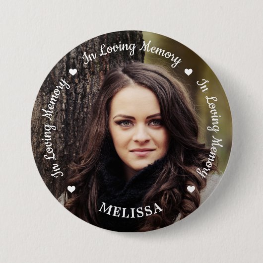 Modern in Love Memory Foto Gedächtnisfeier Button (Vorderseite)