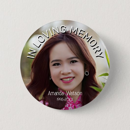 Modern In loving memory Memorial Tribute Button (Vorderseite)