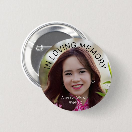 Modern In loving memory Memorial Tribute Button (Vorne & Hinten)