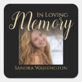 Modern In Loving Memory | Photo Memorial Button Quadratischer Aufkleber (Vorderseite)