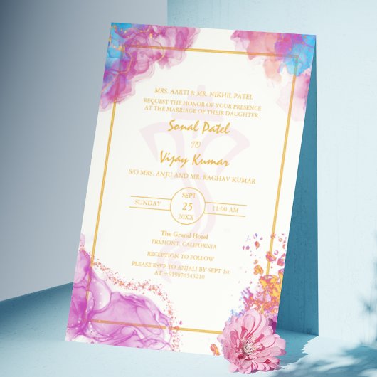 Modern Indian Hindu Wedding Ganesha Logo Einladung