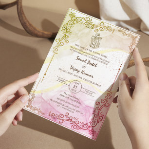 Modern Indian Hindu Wedding Ganesha Logo Einladung