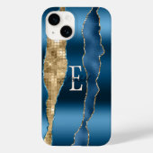 Modern Indigo Blue Agate Gold Sequins Case-Mate iPhone Hülle (Rückseite)
