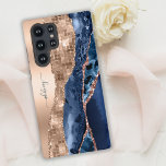 Modern Indigo Blue Agate & Rose Gold Confetti Leaf Samsung Galaxy Hülle<br><div class="desc">Mit dem atemberaubenden "Modern Indigo Blue Agate & Rose Gold Confetti Leaf Samsung Galaxy S22 Ultra Case" fügt Ihr iPhone 13 eine Touch moderner Eleganz hinzu. Dieses elegante und stilvolle Gehäuse vereint indigoblau-agate Design mit goldenen Konfetti-Blattakzenten der Rose und schafft so einen einzigartigen und auffälligen Look. Schützen Sie Ihr Handy...</div>