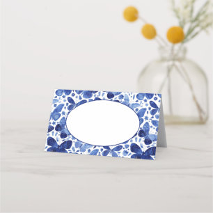Modern Indigo Blue Watercolor Butterfly Platzkarte
