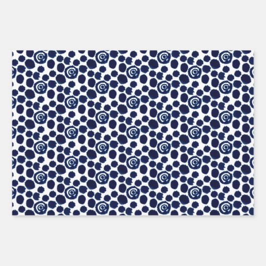 Modern Indigo Navy Shibori Muster Wrapping Sheets Geschenkpapier Set (Vorderseite 3)