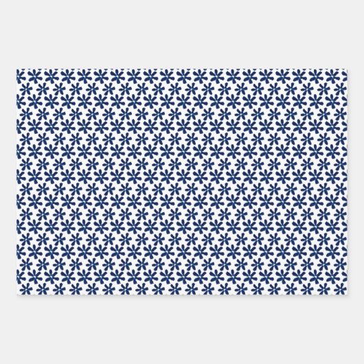 Modern Indigo Navy Shibori Muster Wrapping Sheets Geschenkpapier Set (Vorderseite 2)
