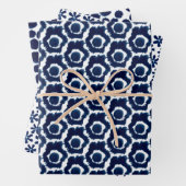 Modern Indigo Navy Shibori Muster Wrapping Sheets Geschenkpapier Set (Beispiel)