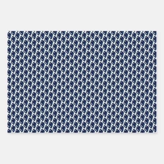 Modern Indigo Navy Shibori Muster Wrapping Sheets Geschenkpapier Set (Vorderseite 3)